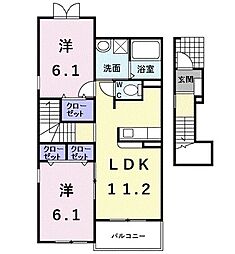 クラール・ベルF・U 2LDKの間取図画像