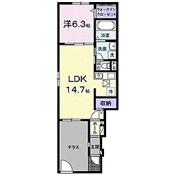 ハイランド2 1LDKの間取図画像