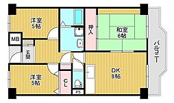 プレスト・コート弐番館 3DKの間取図画像