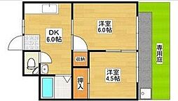 コーポ北野田 2DKの間取図画像