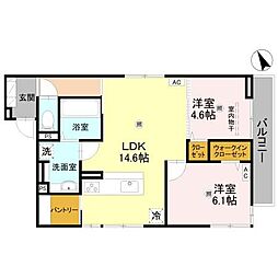エルピダAノワール 2LDKの間取図画像