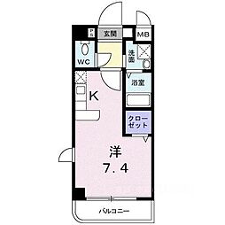 アウローラ冨士 1Kの間取図画像