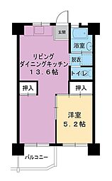ビレッジハウス泉北栂タワー 1LDKの間取図画像