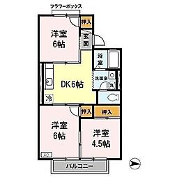 ハウスK 3DKの間取図画像