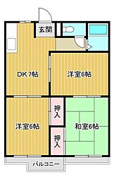 児玉ハイツ 2LDKの間取図画像