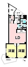 青木町ハイツ2号棟 2LDKの間取図画像