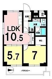 川口栄町グレースマンション 2LDKの間取図画像