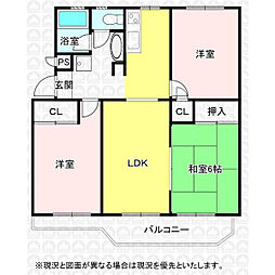 入間ビレジ6号棟 3LDKの間取図画像