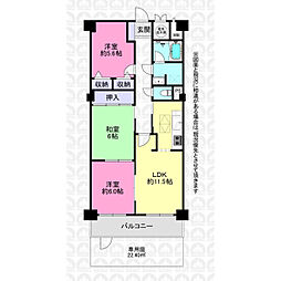 ライオンズマンション武蔵藤沢 3LDKの間取図画像