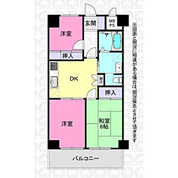 シャルムメゾン入間川 3DKの間取図画像