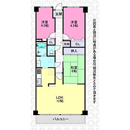 ハイラーク入間 3LDKの間取図画像