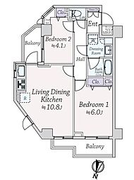 セザール小石川 2LDKの間取図画像