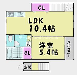 TJ本脇 1LDKの間取図画像