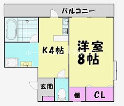 ナースヒル青華 1Kの間取図画像