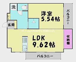 紀水荘 1LDKの間取図画像