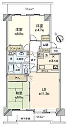 東建ニューハイツ入間 3LDKの間取図画像
