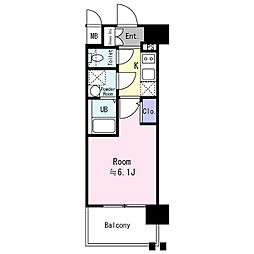 エスリード ザ・レーヴ大阪 1Kの間取図画像