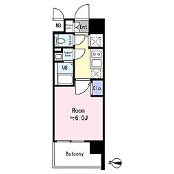 エスリード難波VALORE 1Kの間取図画像