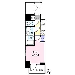 エスリード ザ・カレント大阪 1Kの間取図画像