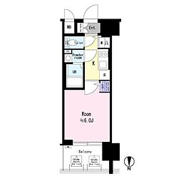 エスリード大阪エヴォルツ 1Kの間取図画像