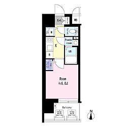 エスリード大阪エヴォルツ 1Kの間取図画像