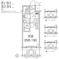 エスリード大阪リエート 1Kの間取図画像
