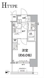 エスリード難波THEARK 1Kの間取図画像