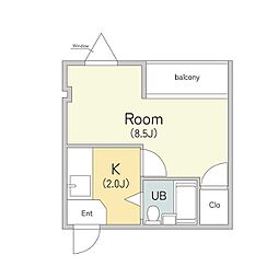 平野スクウェア 1Kの間取図画像