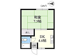 カラキマンション 1DKの間取図画像