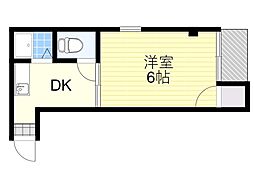 リバティー都島 1DKの間取図画像