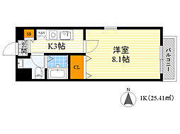ウィンズコート今福西 1Kの間取図画像