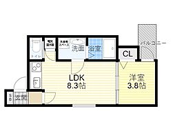 gloriahanaten 1LDKの間取図画像