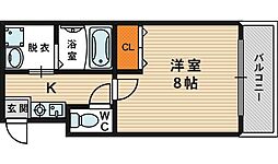 レジナコート大阪城北詰 1Kの間取図画像