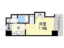 Uresidence京橋 1Kの間取図画像