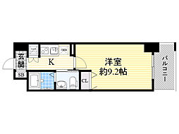 ルクレ京橋 1Kの間取図画像
