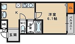アランフェス京橋 1Kの間取図画像