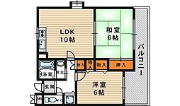 サンシード城東 2LDKの間取図画像