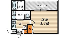 プレサンス大阪城公園ファーストシート 1Kの間取図画像