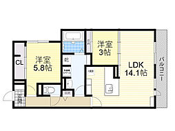 Clashist新森 2LDKの間取図画像