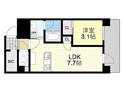 T・missionINCRYSTALOSAKA 1DKの間取図画像