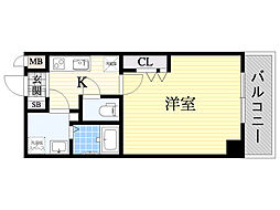 グランシエール都島 1Kの間取図画像