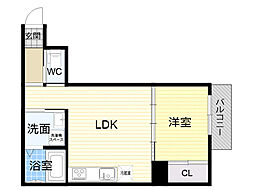 LuXe京橋 1LDKの間取図画像