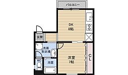 グランツ鴫野東 1LDKの間取図画像