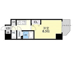 ソルテラス都島本通 1Kの間取図画像