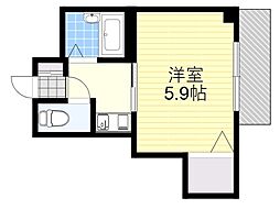 フロントリバー都島 1Kの間取図画像