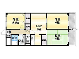 川島第23ビル 3LDKの間取図画像