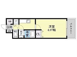 SKRESIDENCESHANATEN 1Kの間取図画像