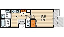 シャトー京橋 1Kの間取図画像