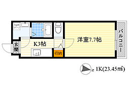 アンソレイユ京橋 1Kの間取図画像