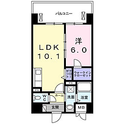 ヴァンヴェール森の宮 1LDKの間取図画像